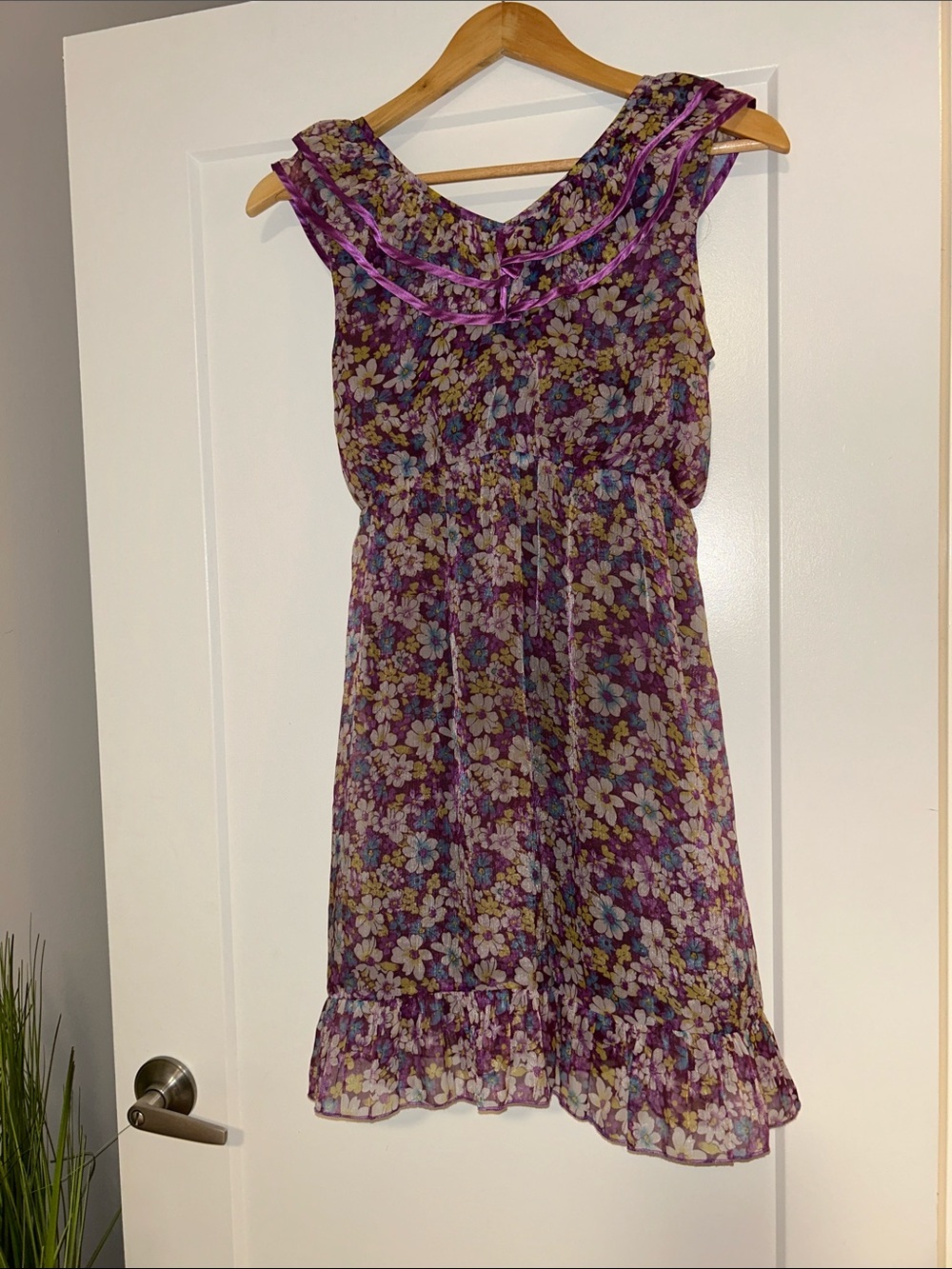 Purple Multi Floral Ruffle Dress - Picture 6 of 6